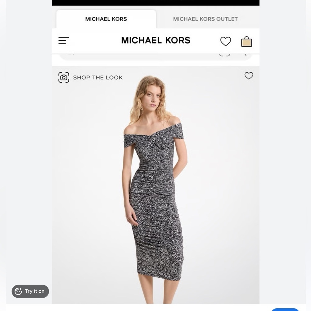 NWT Michael Michael Kors twist off-shoulder midi dress leopard print